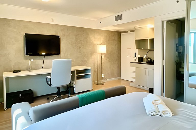 Flat incrível no hotel Mel. Ibirapuera, com vaga