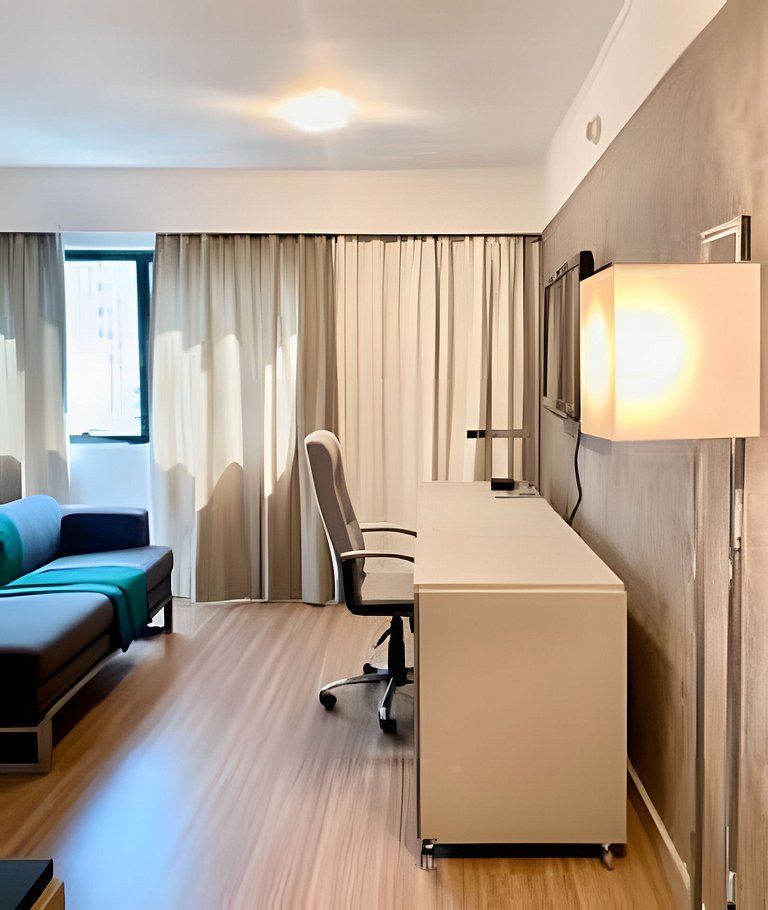 Flat incrível no hotel Mel. Ibirapuera, com vaga