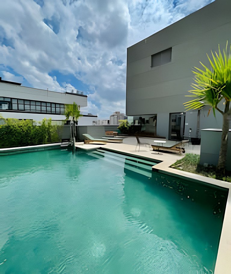 Aconchego a 8min Paulista, Piscina rooftop, AC