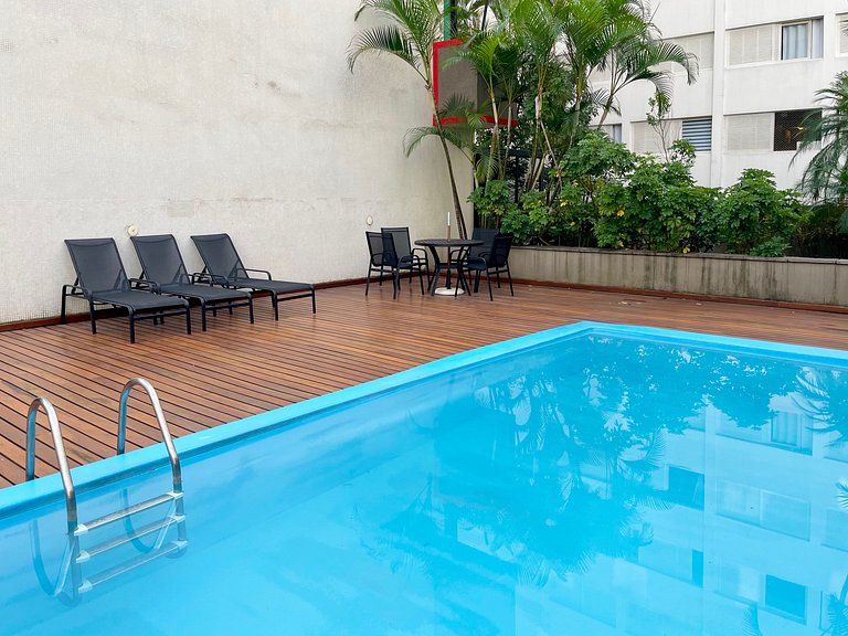 Flat próximo à Paulista, com vaga e piscina